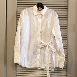 Topshop Women's Bow Front White Button Down Shirt Size 4
